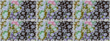 Düz Çiçek Elementleri Tasarımı. Sevimli çiçek raster deseni. Tarafsız renklerde çiçekler. Renkli Yaz Temalı Kusursuz Arkaplan.