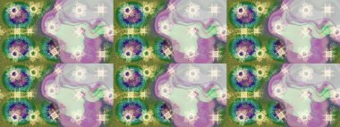 Barok tarzında duvar kâğıdı tasarımı için eskiz şablonu arka planı. Süslü raster dekorasyonu. Altın desenli yeşil, gri ve nötr altın elementlerle.