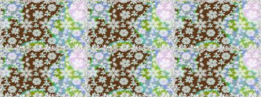 Raster. Colour Spring Theme seamless pattern Background. Flat Flower Elements Design.