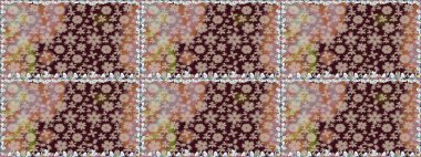 Çiçeksiz desenli arka plan. Kahverengi renkli çiçekler. Tişört baskısı için çiçek boyama rasteriName.