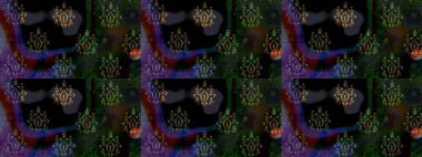 Robot resim. Raster illüstrasyonu. Siyah renkli çiçekler. Şirin çiçek elementleri..