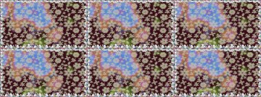 Raster illüstrasyonu. Kahverengi renkli Asya tekstili. Kusursuz çiçek deseni.