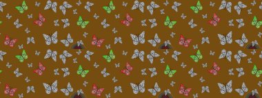 Raster. Kelebek desenli kahverengiler. Robot resim. Kumaş, kağıt, ambalaj kağıdı ve duvar kağıdı tasarımı için mükemmel bir arkaplan.