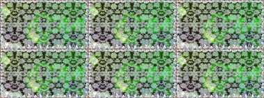 Çok renkli, zarif küçük çiçekler ve gri renkli komik böcekler, raster desen, illüstrasyon.