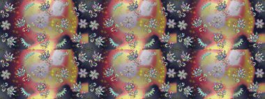 Çiçekli karalama şeklinde Raster çiçek deseni. Tarafsız, gri ve kahverengi renklerde bahar çiçekleri. Raster illüstrasyonu.