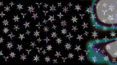 Renkli unsurlarla hareketli arka plan görüntüleri. Çiçekler. Eski model. Bayrak tarzı. Video kaydı. Şablon. Döngü. Kusursuz..