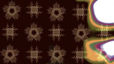 Renkli unsurlarla hareketli arka plan görüntüleri. Çiçekler. Eski model. Bayrak tarzı. Altın, altın. Video kaydı. Şablon.