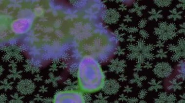 Renkli unsurlarla hareketli arka plan görüntüleri. Çiçekler. Eski model. Bayrak tarzı. Altın, altın. Video kaydı. Şablon.