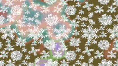 Renkli unsurlarla hareketli arka plan görüntüleri. Çiçekler. Eski model. Bayrak tarzı. Altın, altın. Video kaydı. Şablon.