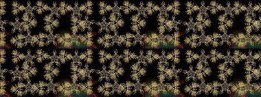 Raster illüstrasyonu. Kış kar tanesi, raster arka plan. Yüzey için tekrarlanan doku, ambalaj kağıdı, siyah ve kahverengi renkler. Renkli arka planda izole edilmiş güzel kar taneleri.