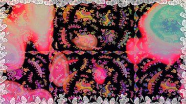 Küçük çiçekteki sevimli çiçek deseni. Raster illüstrasyonu. Siyah renkte çiçekler.