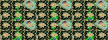 Yeşil renklerdeki altın element. Tasarım şablonu için çizgi çizimi sınırı. Doğu tarzı element. Davetiyeler, kartlar, web sayfası için Raster illüstrasyon. Altın çizgili çiçek dekoru.