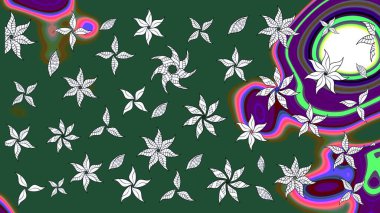 Suluboya çiçekli çiçek deseni. Yeşil renkte güzel bir tekstil. Raster illüstrasyonu.