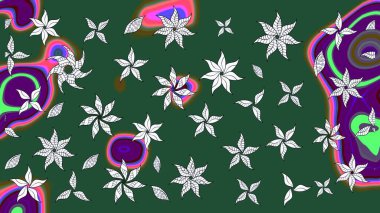 Modaya uygun kumaş deseni. Sevimli çiçek raster deseni. Renkli Yaz Temalı eskiz kalıbı. Düz Çiçek Elementleri Tasarımı.