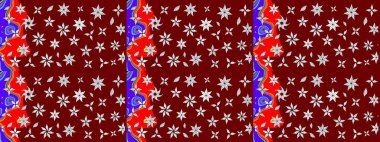 Raster düz çiçek çizim deseni. Hediye ambalaj kağıdı, tebrik kartları, posterler ve pankart tasarımı. Kırmızı renkte çiçekler.