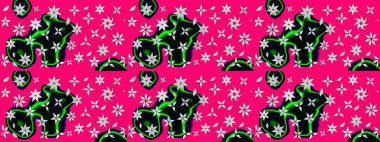 Raster - stok. Mavi çiçekli eskiz deseni, suluboya çiçek deseni, sevimli çiçek, duvar kağıdı, kart veya kumaş için fayanslı.