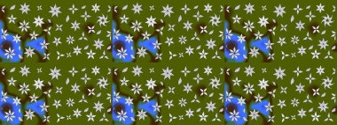 Asya tekstil tarzında. Düz Çiçek Elementleri Tasarımı. Renkli Bahar Teması eskiz kalıbı. Çiçek desenli çizim. Raster illüstrasyonu. Güzel kumaş deseni.