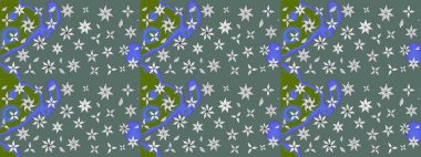 Düz Çiçek Elementleri Tasarımı. Renkli Bahar Teması eskiz kalıbı. Raster illüstrasyonundaki çiçek desenli çizim. Süslü kumaş deseni.