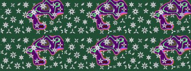 Parlak çiçekli yeşil renkler üzerine soyut çizim deseni. Küçük çiçekte hoş bir çiçek deseni var. Çiçek elementli zarif raster dokusu..