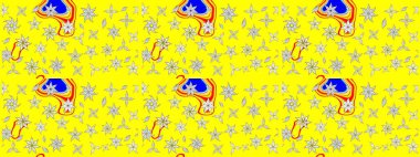 Çiçek tasarımı için inanılmaz bir kolaj cenneti tarzı. Parlak çiçekli kolaj çiçeği sarısı. Çiçekli zambaklar eskiz arka planı.