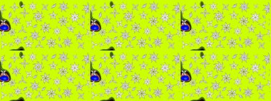 Güzel kumaş deseni. Raster illüstrasyonu. Yeşil renklerde. Raster illüstrasyonunda çiçek deseni çizimi.