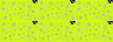 El yapımı çiçek ve bitki koleksiyonu. Raster illüstrasyonu. Raster illüstrasyonu. Eskiz stili yeşil renkler. Şirin karalamalı çiçek deseni çiz..