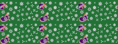 Renkli Bahar Teması eskiz kalıbı. Çiçek desenli eskiz, yaz çiçekleri. Düz Çiçek Elementleri Tasarımı. Yeşil renkte çiçekler.