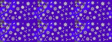 Raster illüstrasyonu. Çiçekli karalama şeklinde Raster çiçek deseni. Nazikçe, yaz çiçekleri menekşe renklerinde.