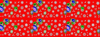 Yumuşak, bahar çiçekli arka plan. Çiçekli karalama şeklinde Raster çiçek deseni. Kırmızı renkte çiçekler.