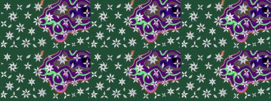 Düz Çiçek Elementleri Tasarımı. Çocuk stili. Renkli Bahar Teması eskiz kalıbı. Çiçekli çizim raster arkaplanı.