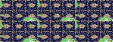 Mavi renkler ve altın elementler üzerine çizim. Altın şablonu çiz. Raster doğulu süsü.