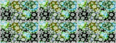 Renkli Yaz Temalı Kusursuz Arkaplan. Yeşil renkli çiçekler. Sevimli çiçek raster deseni. Düz Çiçek Elementleri Tasarımı.