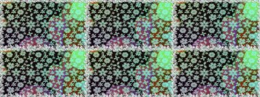 Renkli Bahar Temalı Kusursuz Arkaplan. Gri renkli çiçekler. Raster illüstrasyonunda kusursuz çiçek deseni. Düz Çiçek Elementleri Tasarımı.