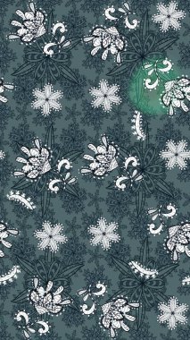 Klasik çiçek tasarımı elementleri. Raster illüstrasyonu. Yeşil kıvırcık çiçekler yeşil renkte şekillenir.