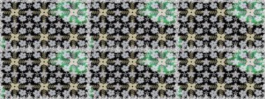 Düz Çiçek Elementleri Tasarımı. Çiçekli, suluboya desenli kusursuz çiçek deseni. Siyah renkli çiçekler. Renkli Bahar Temalı Kusursuz Arkaplan. Raster illüstrasyonu.