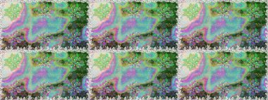 Düz Çiçek Elementleri Tasarımı. Yeşil renkli çiçekler. Raster illüstrasyonunda kusursuz çiçek deseni. Renkli Bahar Teması Kusursuz Arkaplan.