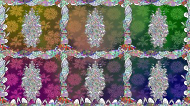 Renkli Bahar Temalı Kusursuz Arkaplan. Düz Çiçek Elementleri Tasarımı. Yeşil renkli çiçekler. Çiçekle kusursuz desen.