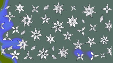 Rengarenk çiçekleri ve doğal renklerde yaprakları olan harika bir çiçek deseni. Modern çiçek arkaplanı. Halk tarzı. Moda baskıları için zarif bir şablon.