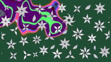 Yeşil renkli çiçekler. Renkli Bahar Teması eskiz kalıbı. Düz Çiçek Elementleri Tasarımı. Raster illüstrasyonunda çiçek deseni çizimi.