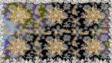 Tekrarlayan elementlerle kusursuz soyut arkaplan. Gri ve altın desenli. Zarif raster klasik desen.