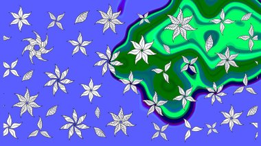 Tekrar eden çiçek arkaplanı, zarif mavi çiçek duvar kağıdı. Mavi renkler üzerine çiçek desenli çizimler, el yapımı papatyalar, papatyalar..