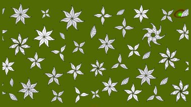 Yeşil renkli çiçekler. Çiçekli eskiz deseni. Suluboya çizimi. El çizimi.