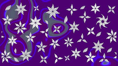 Renkli Bahar Teması eskiz kalıbı. Raster illüstrasyonundaki çiçek desenli çizim. Düz Çiçek Elementleri Tasarımı. Mor renkte çiçekler.