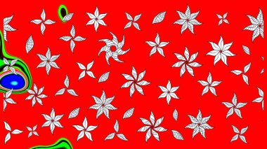 Renkli Bahar Teması eskiz kalıbı. Kırmızı renkte çiçekler. Düz Çiçek Elementleri Tasarımı. Raster illüstrasyonunda çiçek deseni çizimi.