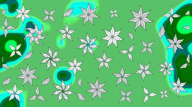 Küçük yeşil çiçeklerle oldukça eski bir besin torbası deseni. Tekstil, kumaş, kapaklar, duvar kağıtları, baskı, paket, koleksiyon defteri, örgü, dekupaj için çiçek arkaplanı..
