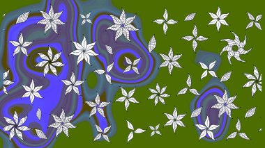 Yeşil renkte manzaralı çiçek deseni. Sevgililer günü ve tebrik kartı konsepti için şık bir davetiye. Çiçek kompozisyonu, el boyası, hassas şablon. Üst görünüm, yumuşak biçim.