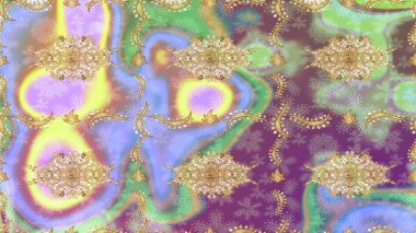 Raster oryantal süs. Altın elementlerle nötr renklerde altın desen. Altın deseni çiz.