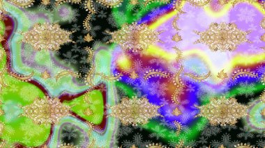 Tarafsız yerine altın rengi barok çiçekli eskiz deseni. Tarafsız renklerde altın element. Süslü raster dekorasyonu. Lüks, kraliyet ve Viktorya dönemi konsepti.