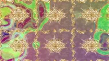 Altın elementli bej renkler. Raster altın çiçek süsü brokar kumaş ve cam desenli. Çiçek desenli altın metal. Altın deseni çiz.