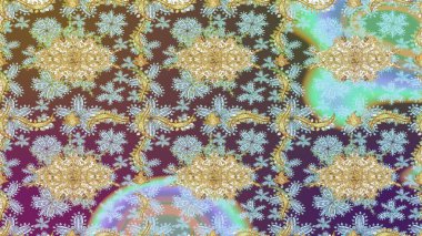 Eskiz oryantal klasik altın desen. Tarafsız renklerde altın tekrarlayan elementler içeren Raster soyut arkaplanı.